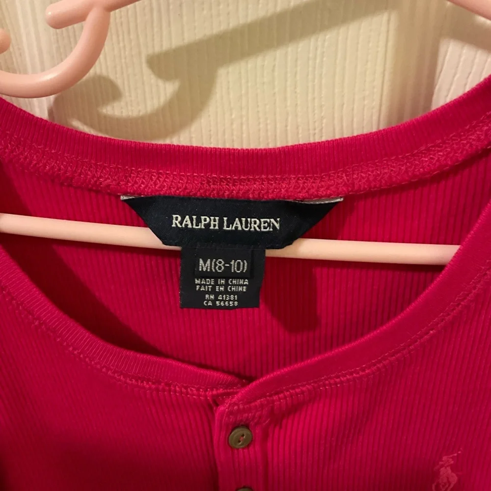 Ralph Lauren Hot Pink Ribbed Henley Top